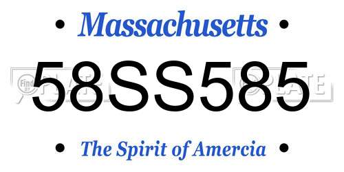 58SS585 Massachusetts License Plate