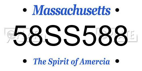 58SS588 Massachusetts License Plate