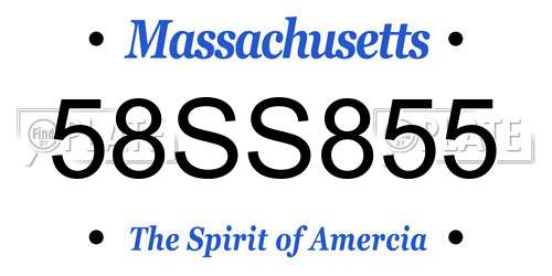 58SS855 Massachusetts License Plate
