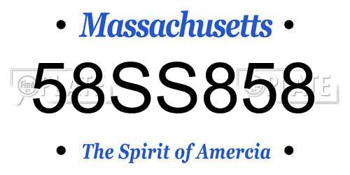 58SS858 Massachusetts License Plate