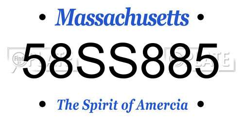 58SS885 Massachusetts License Plate