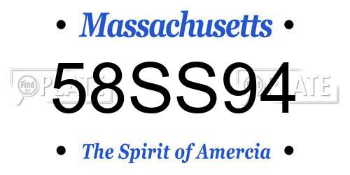 58SS94 Massachusetts License Plate