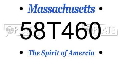 58T460 Massachusetts License Plate