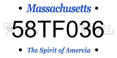 58TF036 Massachusetts License Plate