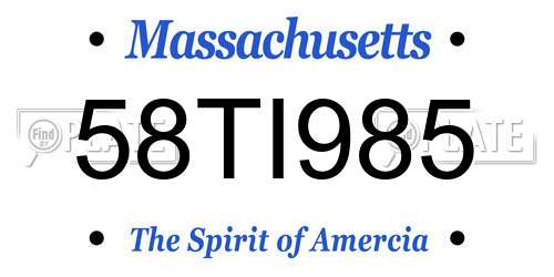 58TI985 Massachusetts License Plate