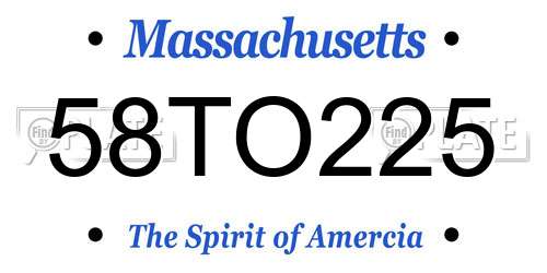 58TO225 Massachusetts License Plate