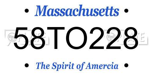 58TO228 Massachusetts License Plate