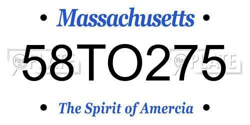 58TO275 Massachusetts License Plate