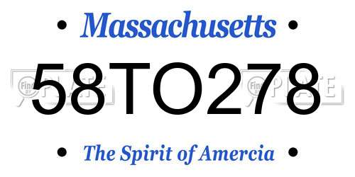 58TO278 Massachusetts License Plate