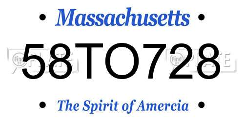 58TO728 Massachusetts License Plate