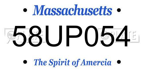 58UP054 Massachusetts License Plate