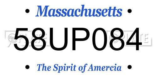 58UP084 Massachusetts License Plate