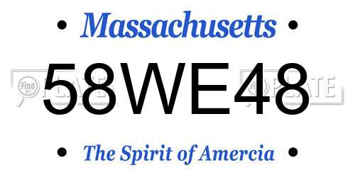 58WE48 Massachusetts License Plate