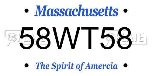 58WT58 Massachusetts License Plate