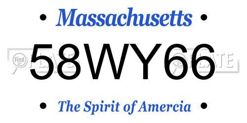 58WY66 Massachusetts License Plate