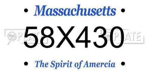 58X430 Massachusetts License Plate