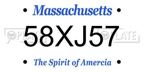 58XJ57 Massachusetts License Plate
