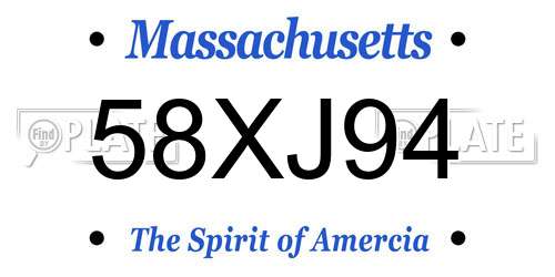 58XJ94 Massachusetts License Plate
