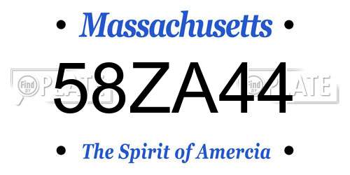58ZA44 Massachusetts License Plate