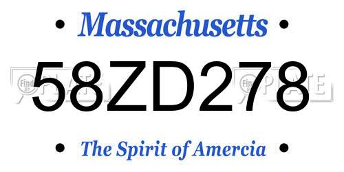 58ZD278 Massachusetts License Plate