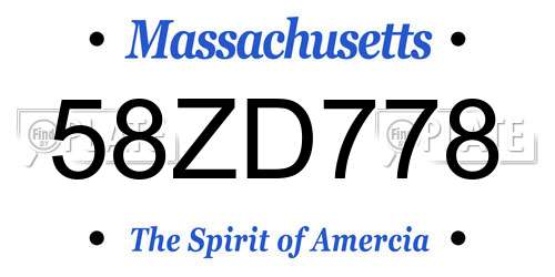 58ZD778 Massachusetts License Plate