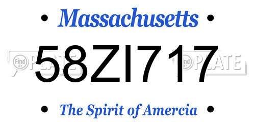 58ZI717 Massachusetts License Plate