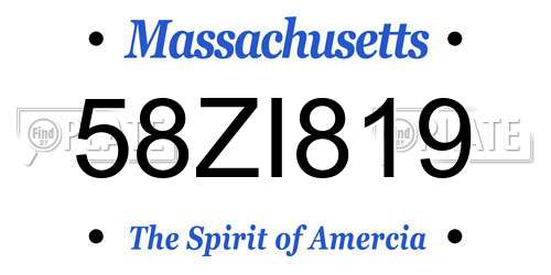 58ZI819 Massachusetts License Plate
