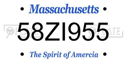 58ZI955 Massachusetts License Plate