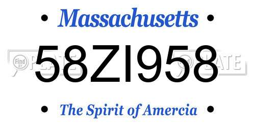58ZI958 Massachusetts License Plate