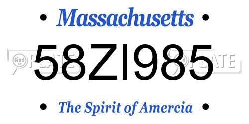 58ZI985 Massachusetts License Plate
