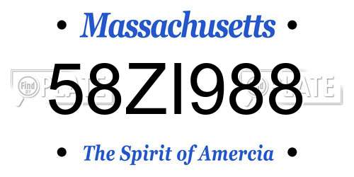58ZI988 Massachusetts License Plate