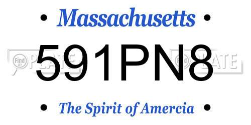 591PN8 Massachusetts License Plate