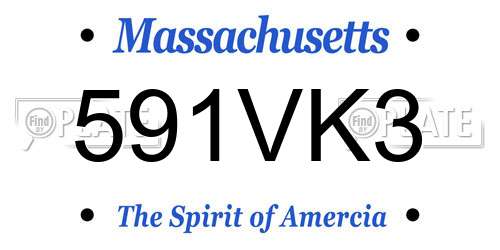 591VK3 Massachusetts License Plate
