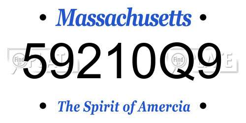 59210Q9 Massachusetts License Plate