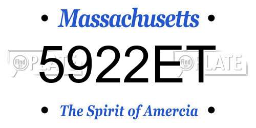 5922ET Massachusetts License Plate