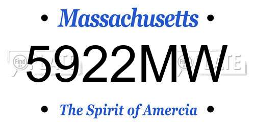 5922MW Massachusetts License Plate