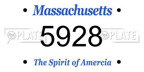 5928 Massachusetts License Plate