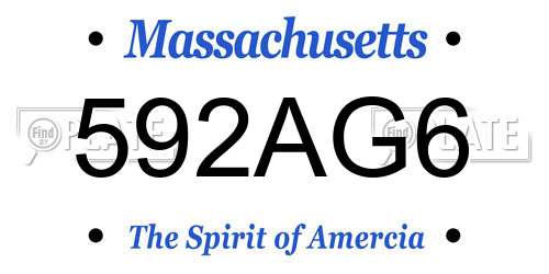 592AG6 Massachusetts License Plate