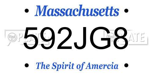 592JG8 Massachusetts License Plate