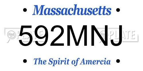 592MNJ Massachusetts License Plate