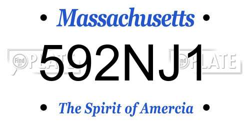 592NJ1 Massachusetts License Plate