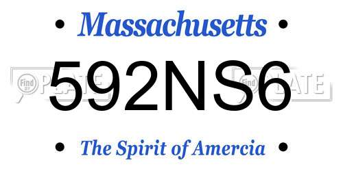 592NS6 Massachusetts License Plate