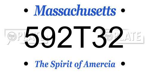592T32 Massachusetts License Plate