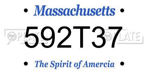 592T37 Massachusetts License Plate