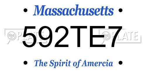 592TE7 Massachusetts License Plate