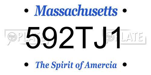 592TJ1 Massachusetts License Plate