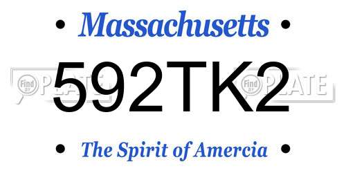 592TK2 Massachusetts License Plate