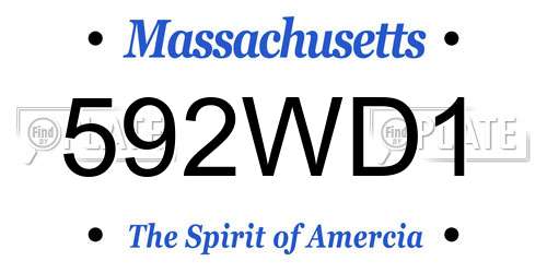 592WD1 Massachusetts License Plate