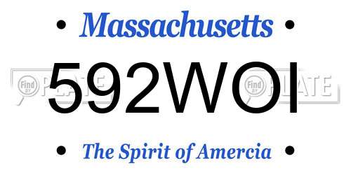 592WOI Massachusetts License Plate