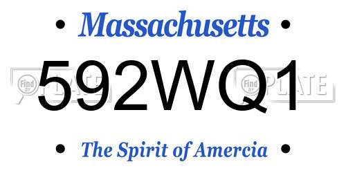592WQ1 Massachusetts License Plate